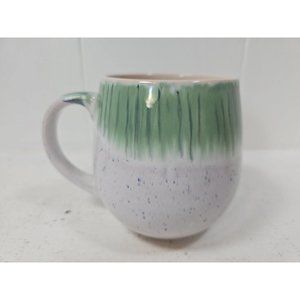 Mrkt Finds Coffee Mug Tea Speckles Stripes Green White Oversized